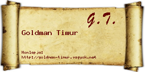 Goldman Timur névjegykártya